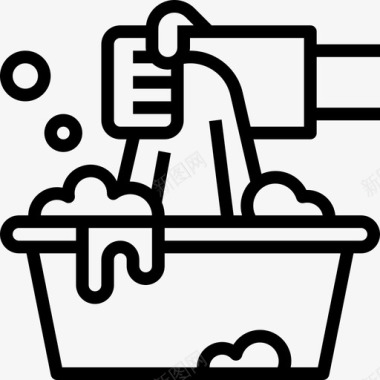 洗衣服清洁和家务5线性图标图标