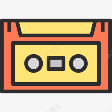 盒式磁带多媒体和娱乐8线性彩色图标图标
