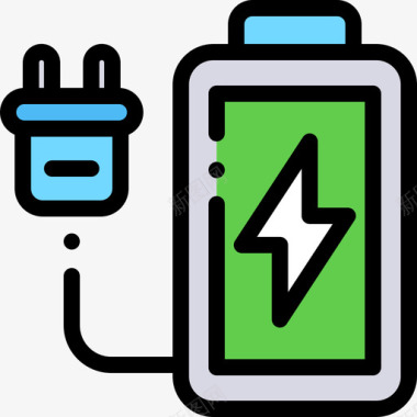 电池技术32线性颜色图标图标