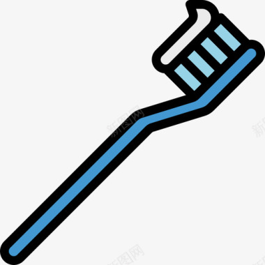 牙刷清洁和家务4线性颜色图标图标