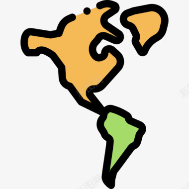 美国地理18线性颜色图标图标