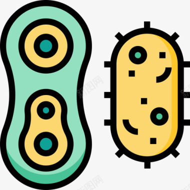 细菌生物化学4线状颜色图标图标