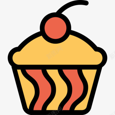松饼面包店43线性颜色图标图标