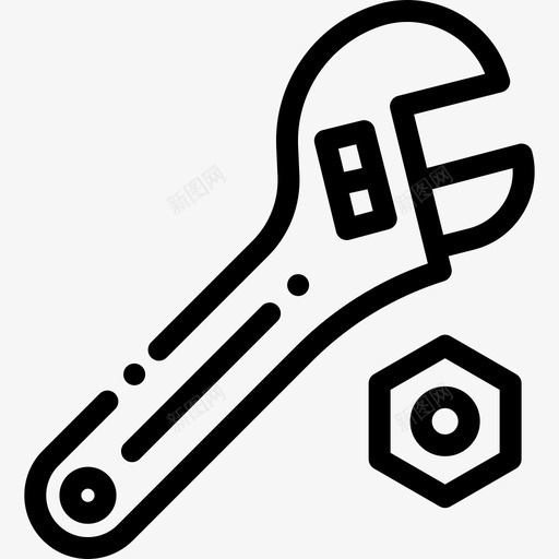 扳手木工零件和工具线性图标svg_新图网 https://ixintu.com 扳手 木工零件和工具 线性