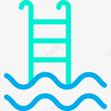游泳池美容spa2线性颜色图标图标