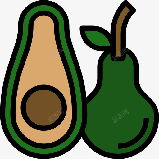 鳄梨水果和蔬菜2线形颜色图标svg_新图网 https://ixintu.com 水果和蔬菜2 线形颜色 鳄梨