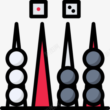双陆棋赌博10线性颜色图标图标
