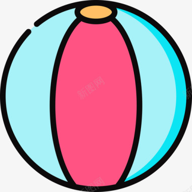 沙滩球热带18线性颜色图标图标
