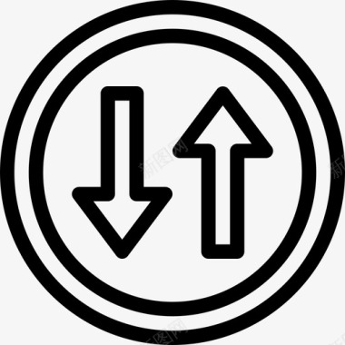 双向交通路标3线形图标图标