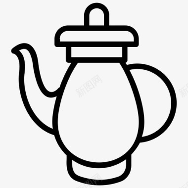 复古茶壶茶壶英国茶壶图标图标