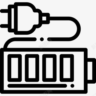 电池计算机部件5线性图标图标