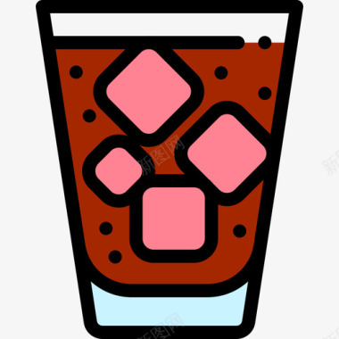 朗姆酒鸡尾酒8线性颜色图标图标
