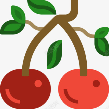 樱桃水果和蔬菜扁樱桃图标图标