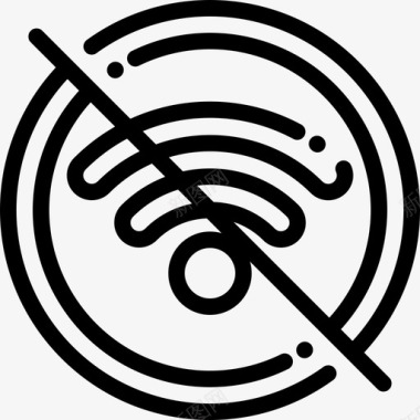 无Wifi信号禁止4线性图标图标