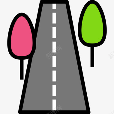 道路景观43线性颜色图标图标