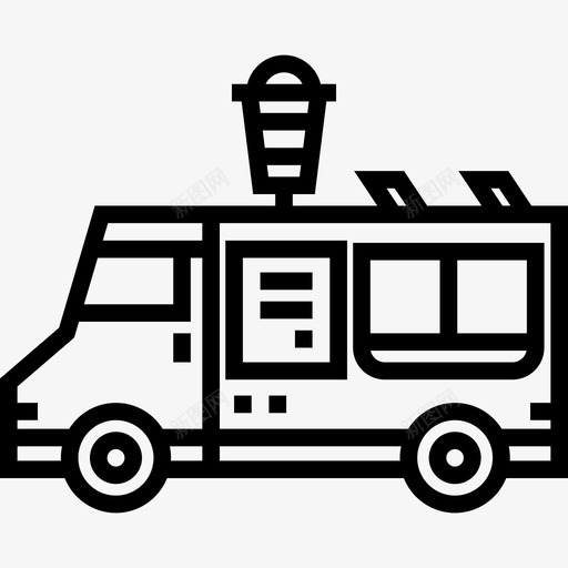 咖啡车食品车3直线型图标svg_新图网 https://ixintu.com 咖啡车 直线型 食品车3