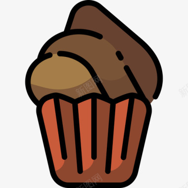 纸杯蛋糕食品甜点2线性颜色图标图标