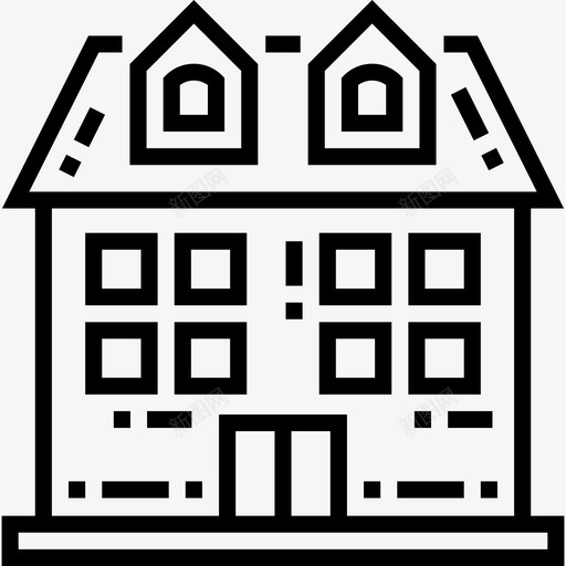 房子5号村直线型图标svg_新图网 https://ixintu.com 5号村 房子 直线型