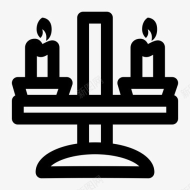 蜡烛万圣节扫帚庆祝图标图标