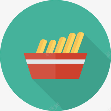 薯条食品和饮料22圆形图标图标