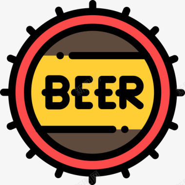 瓶盖啤酒8线性颜色图标图标