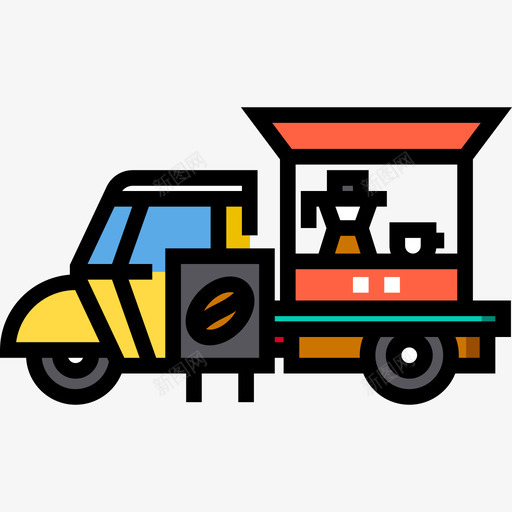 咖啡车食品车2线性颜色图标svg_新图网 https://ixintu.com 咖啡车 线性颜色 食品车2