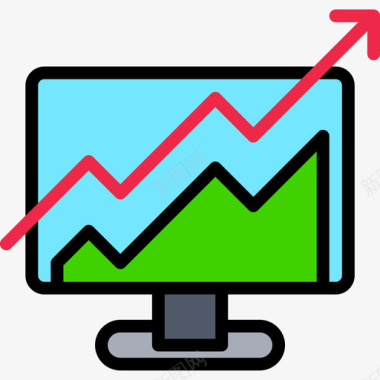 利润数字营销71线性色彩图标图标