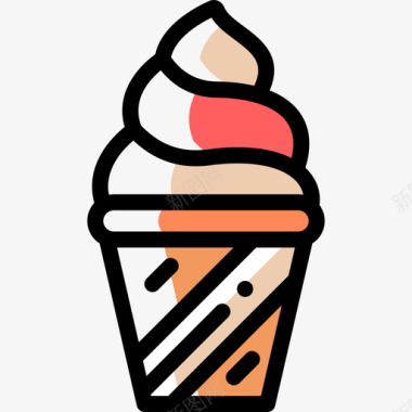 冰淇淋快餐37色差图标图标