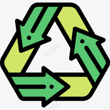 回收可再生能源10线性颜色图标图标
