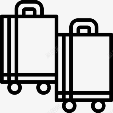 行李箱酒店服务24直列图标图标