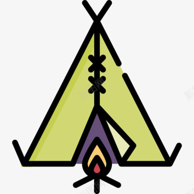 帐篷史前4线性颜色图标图标