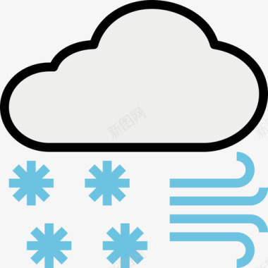 暴风雪135号天气线性颜色图标图标