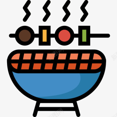 烧烤派对48线性颜色图标图标