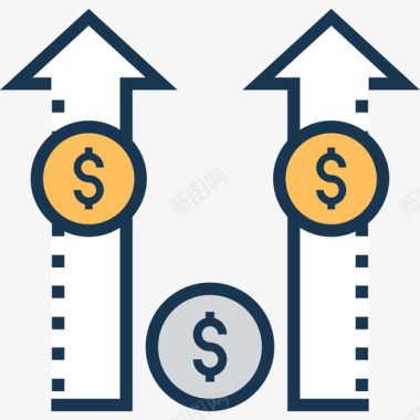 利润金融和银行线性颜色图标图标
