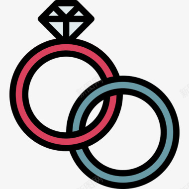 珠宝婚礼74线性颜色图标图标
