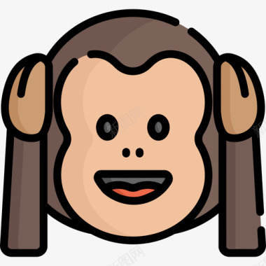 猴子whatsapp笑脸2线性颜色图标图标