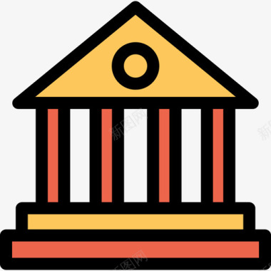 银行银行和金融22线颜色橙色图标图标
