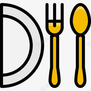 餐厅餐厅元素7线性颜色图标图标