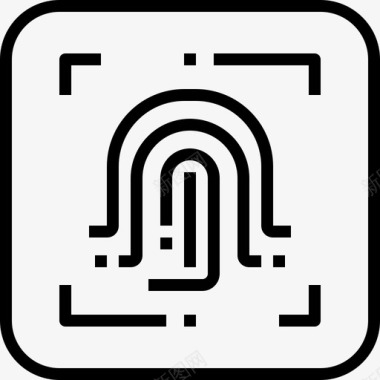 指纹扫描安全防护6线性图标图标
