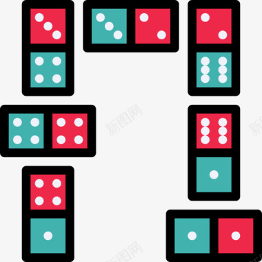 多米诺赌博10线性颜色图标图标