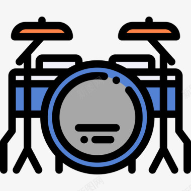 鼓音乐商店线颜色图标图标