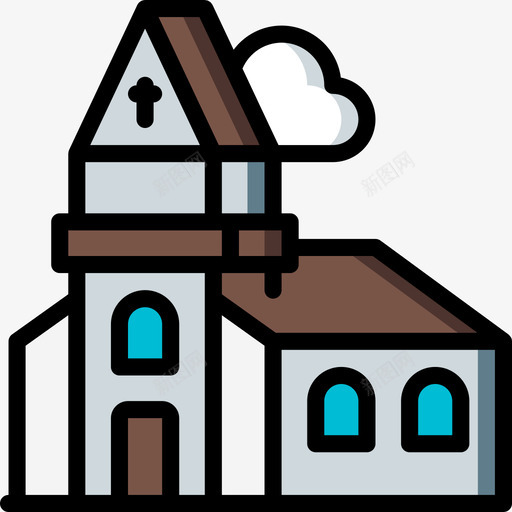 教堂城市32线性颜色图标svg_新图网 https://ixintu.com 城市32 教堂 线性颜色