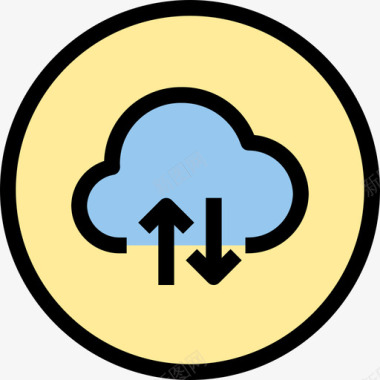 云计算箭头和用户界面线性颜色图标图标