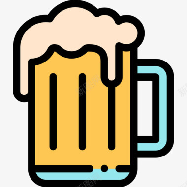 啤酒夏季派对20线性颜色图标图标