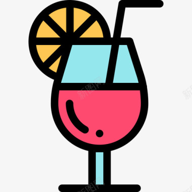 鸡尾酒夏季派对20线性颜色图标图标