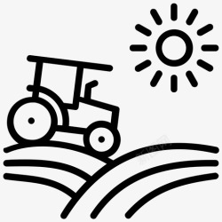轮式拖拉机农耕田间耕作图标高清图片