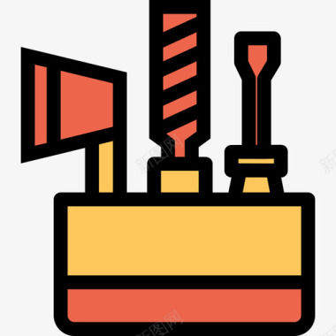 工具箱施工和工具6线颜色橙色图标图标