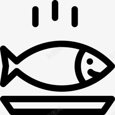 鱼类酒店和服务2线性图标图标