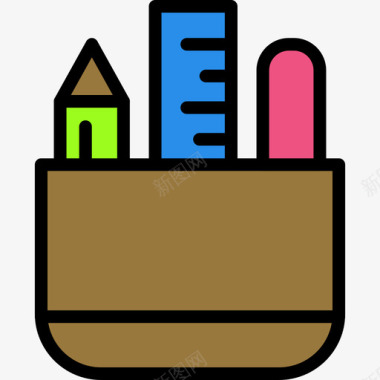 铅笔盒教育42线颜色图标图标