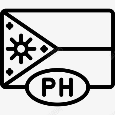 菲律宾国旗14直线图标图标